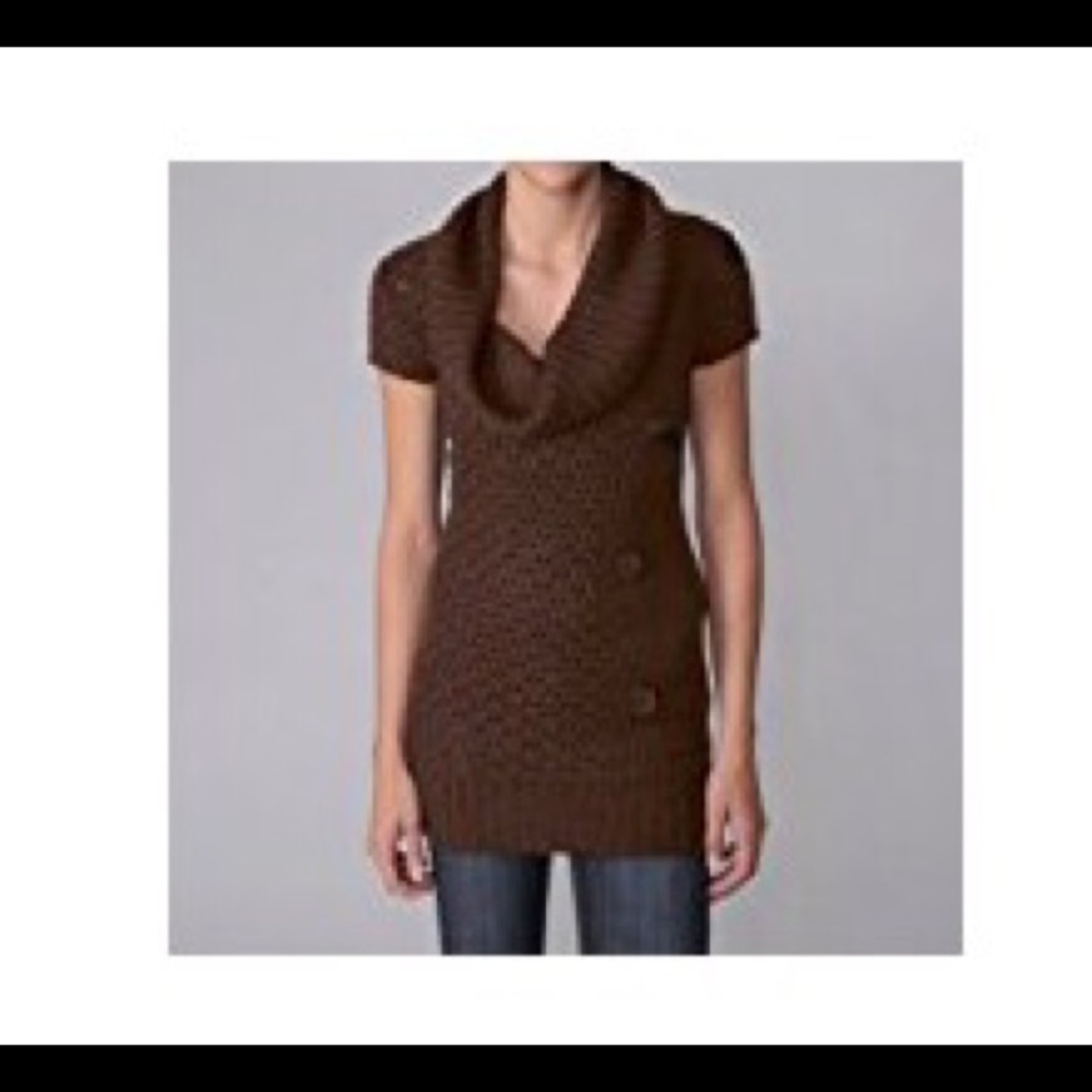 Cowl Neck brown tunic sweater