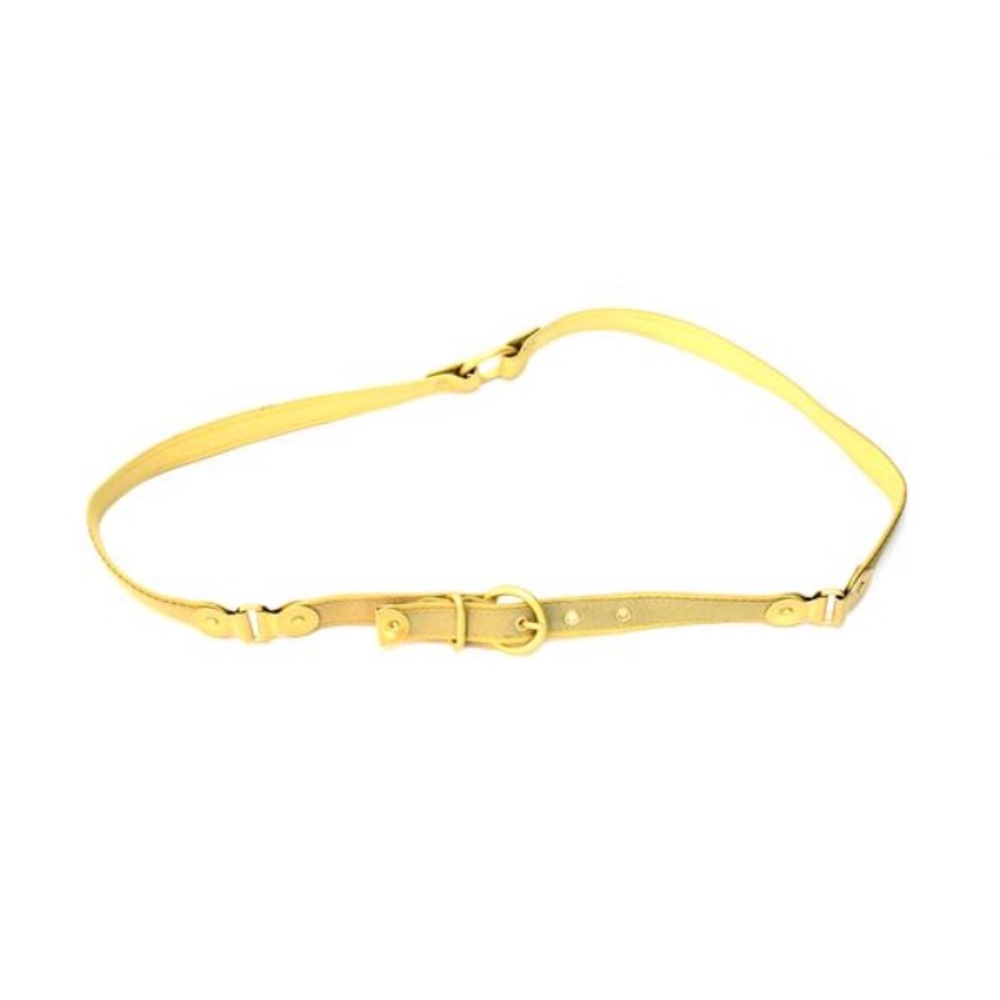 Designer Bottega Veneta Taupe w Gold Trim Belt, L