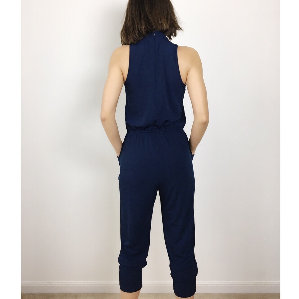 Midnight blu choker jumpsuit w side pockets. - Picture 5 of 5
