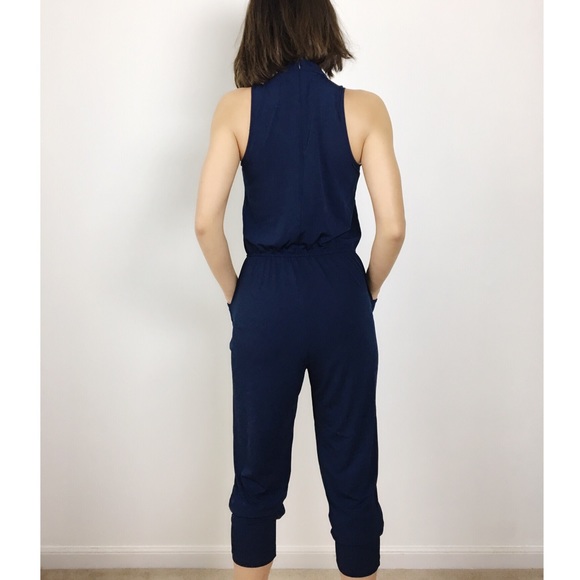 Midnight blu choker jumpsuit w side pockets. - Picture 5 of 5