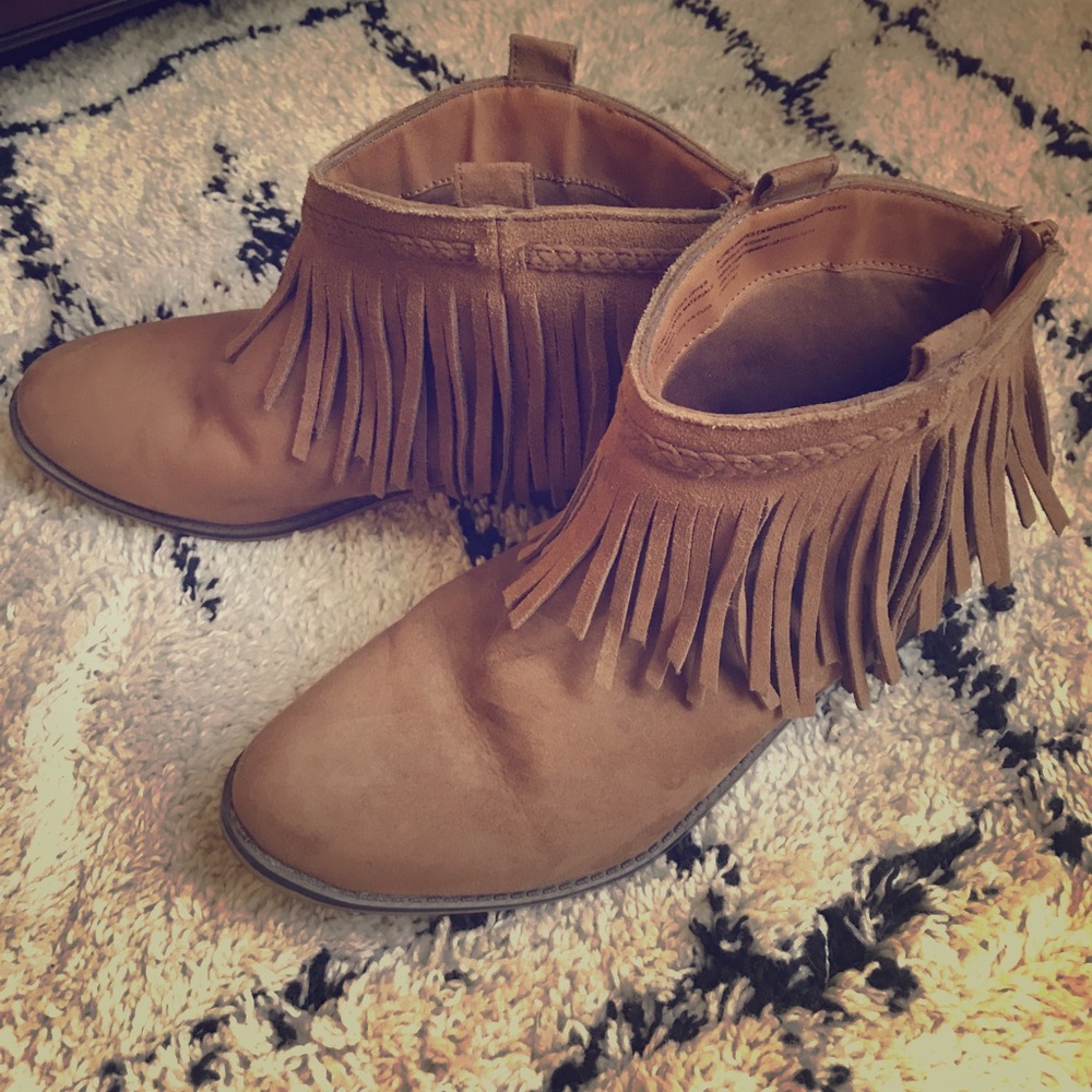 Braided fringe booties