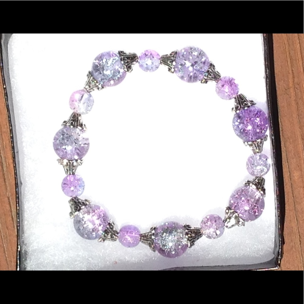 Lavender Sparkling Glass Bead Bracelet - Picture 2 of 3