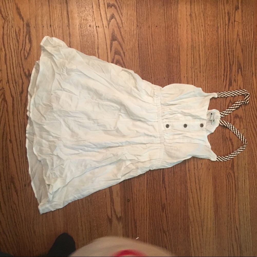 White Dress with Brown Detailing