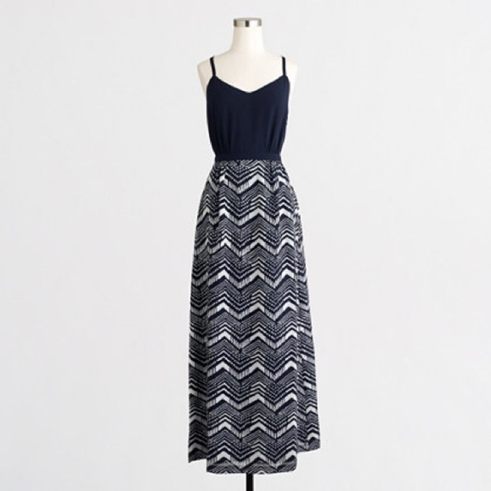J. Crew Navy Print Maxi Dress