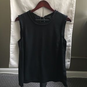 J.Crew Black Drapey Ruffle-trim Top