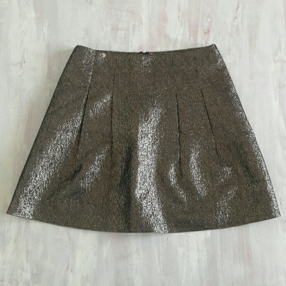 J The Way Gold Metallic Textured A-Line Skirt - Picture 3 of 5