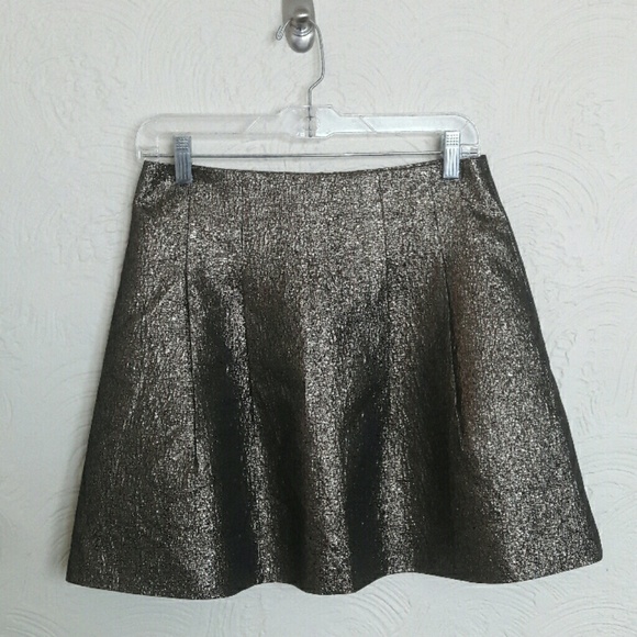 J The Way Gold Metallic Textured A-Line Skirt - Picture 2 of 5