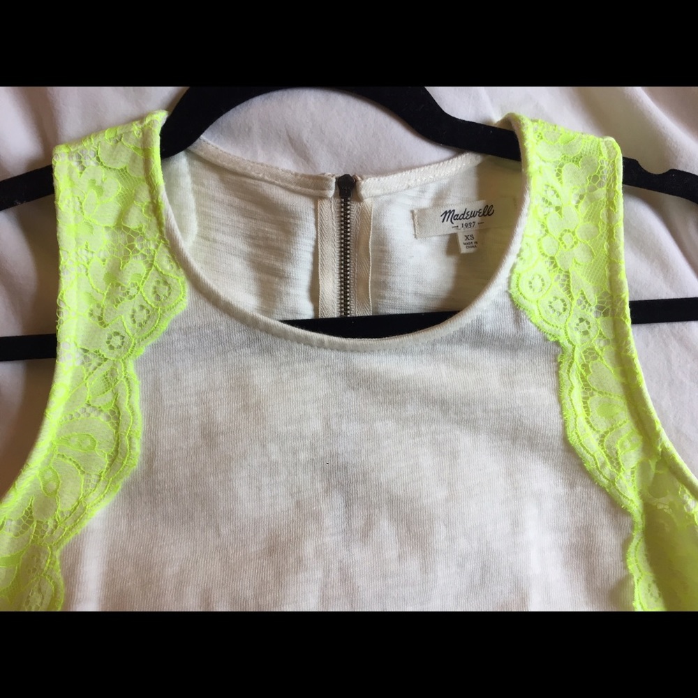 Madewell white and neon lace sleeveless top sz XS