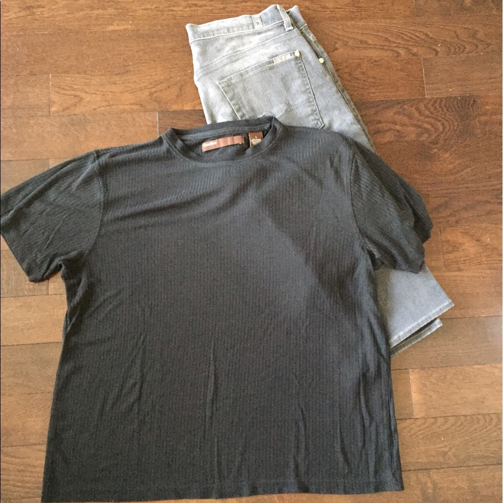 Black textured Perry Ellis tee - Picture 1 of 4