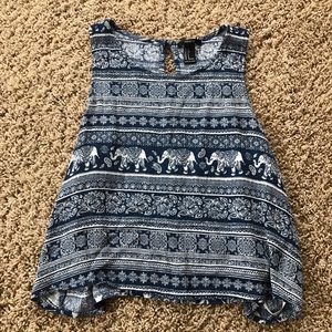 Forever 21 Blue Elephant Cropped Tank