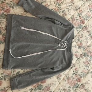 grey lace up sweatshirt