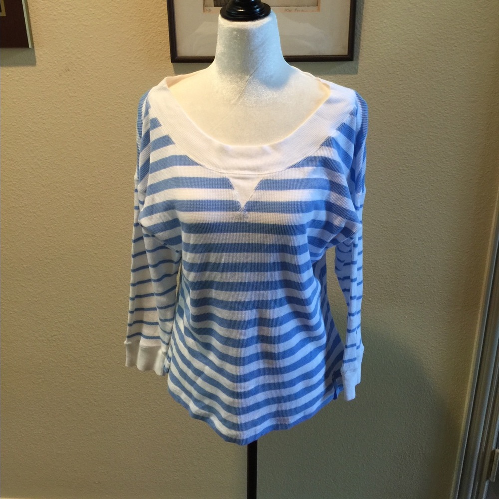 RALPH LAUREN STRIPE TOP-100% Cotton Blue & White