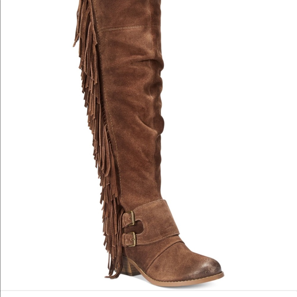 Naughty monkey over the knee fringe boots