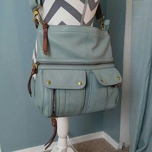 Fossil crossbody purse, teal color