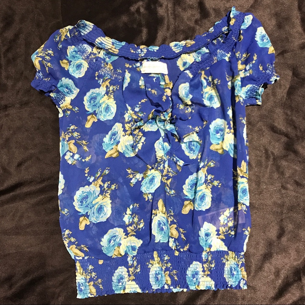 Abercrombie and Fitch Floral Ruffle Top Blouse S
