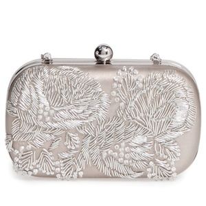 Floral Metallic Beaded Embroidered Clutch