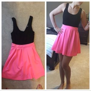 Hot pink and black lace dress