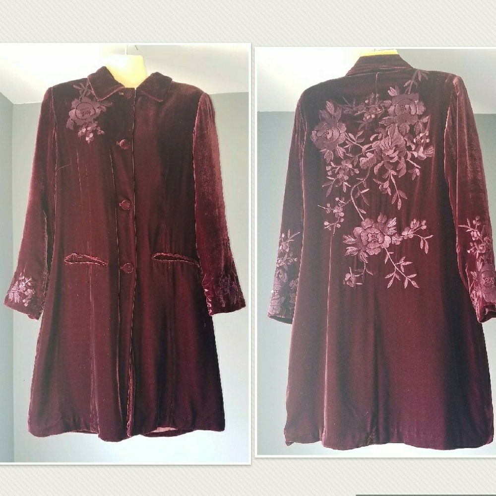 Coldwater creek Velvet Embroidered Jacket