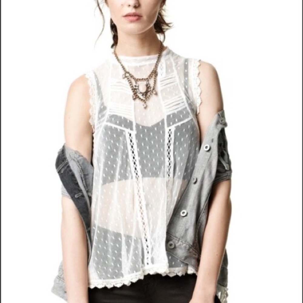 Free People Dear Brigette Victorian Lace Top sz XS