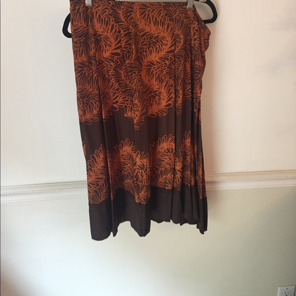 J Jill brown/Orange 100% silk skirt