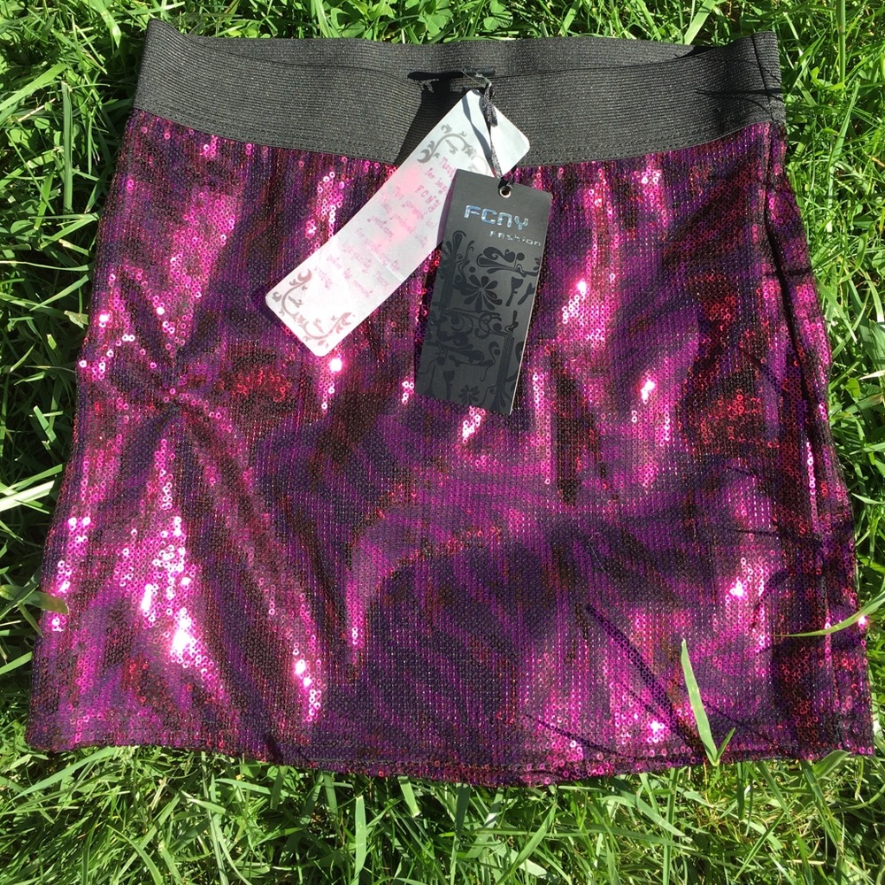 NWT Pink & Zebra Sequined Miniskirt