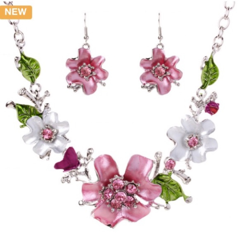 Charming Oil Drop Flower Jewelry Set