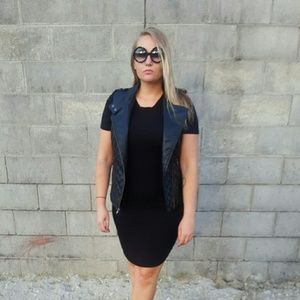 Black faux leather vest