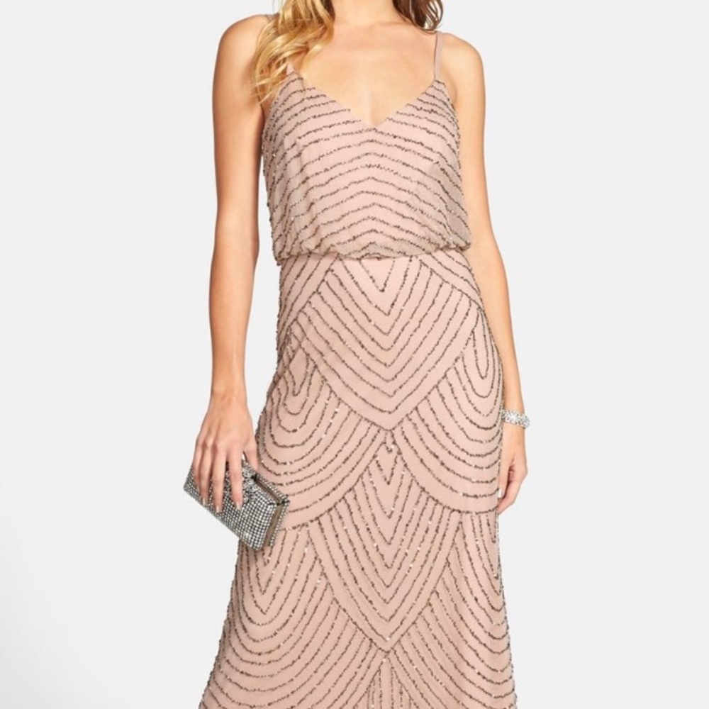 NWT - Adrianna Papell Gown - Taupe/Pink