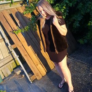 Vintage Brown faux fur vest
