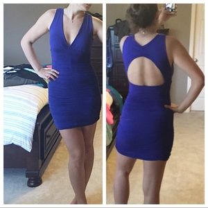 Blue stretchy dress.