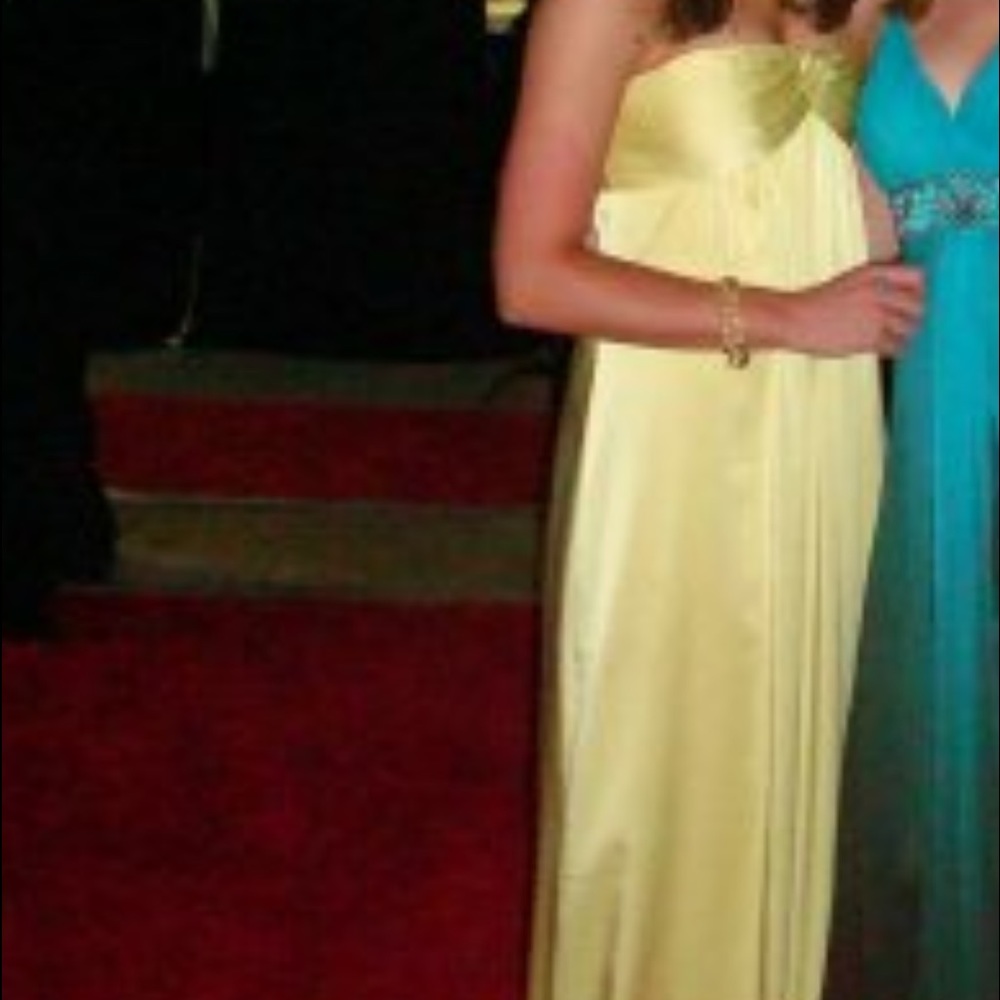 Strapless yellow BCBG dress
