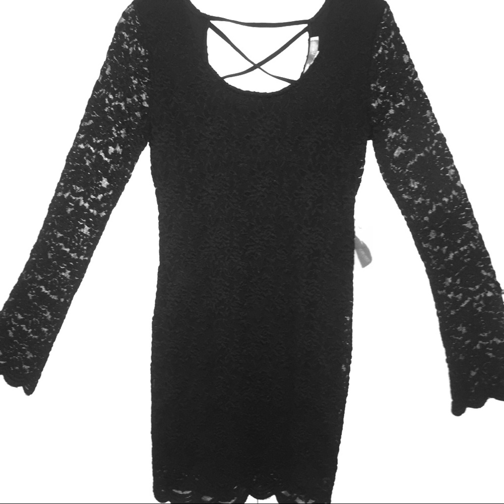 Black Lace Strappy Back Dress