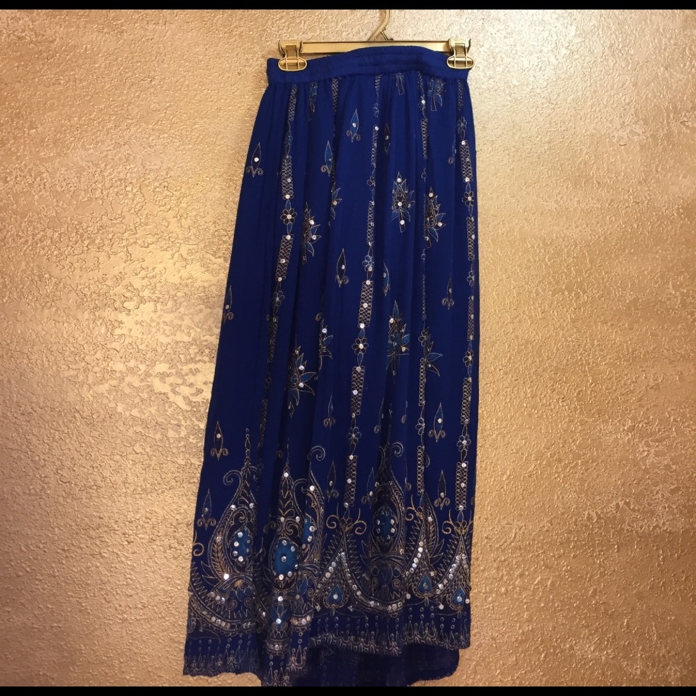 Blue and gold Indian inspired boho skirt