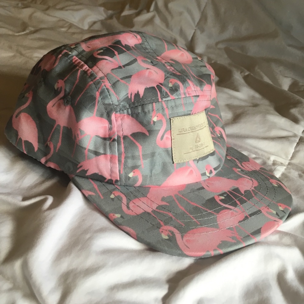 Flamingo print 5-panel snapback hat