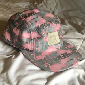 Flamingo print 5-panel snapback hat
