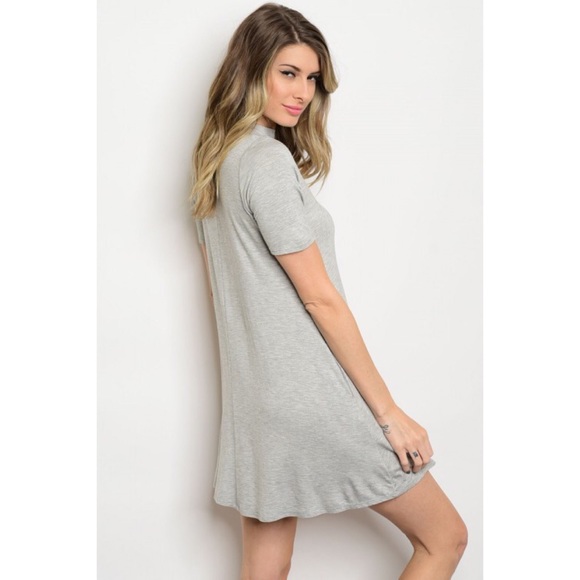 Grey Choker Tunic Dress - Picture 2 of 5