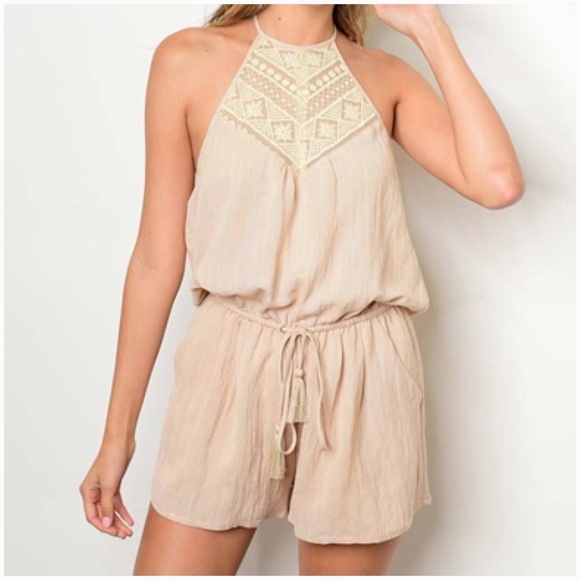 Nude Halter Romper - Picture 2 of 3