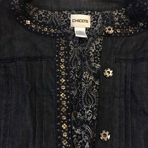 Chico's Size 3 Denim Jacket Snap Up