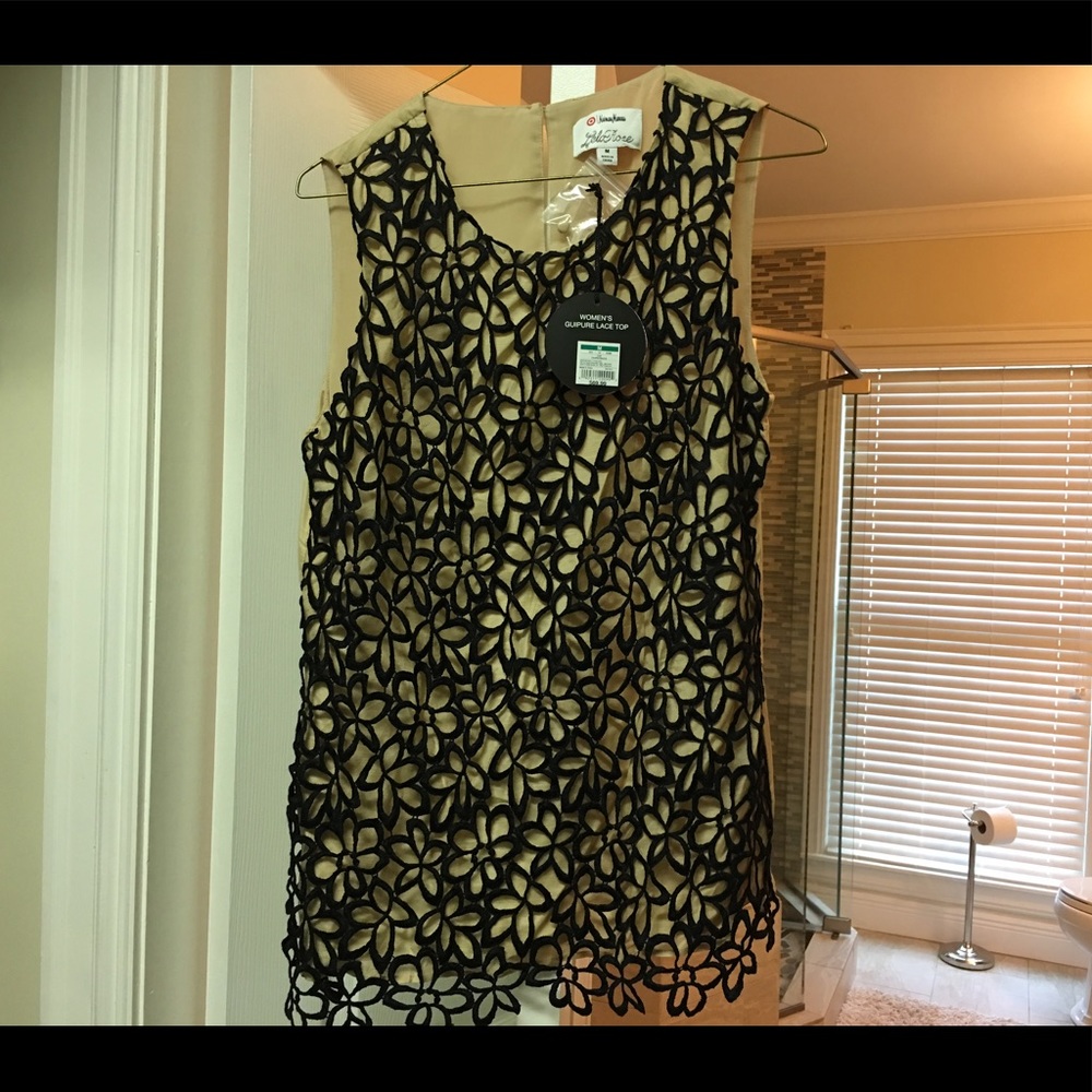 Newman Marcus sleeveless black lace top. Med. $30