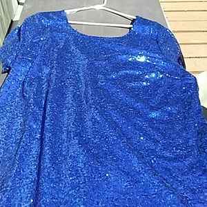 Blue sequin prom dress