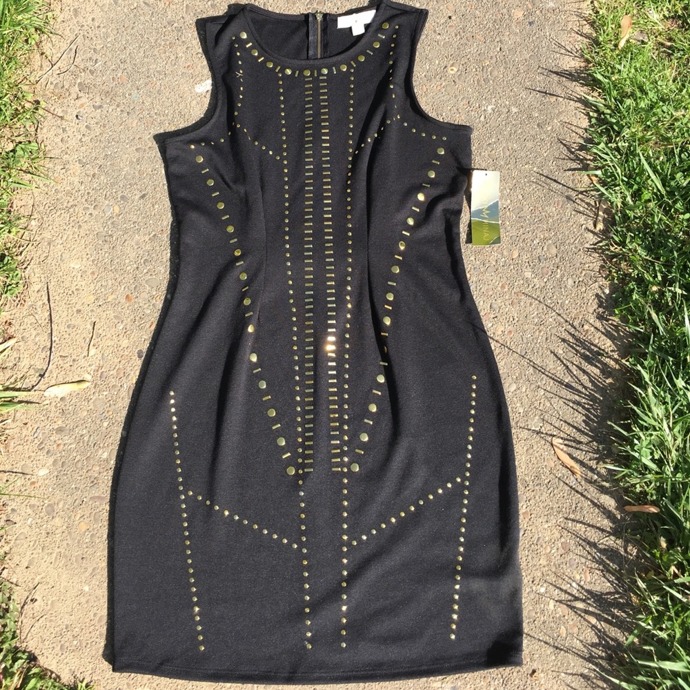 NWT Nicki Minaj Gold Studded Black Dress
