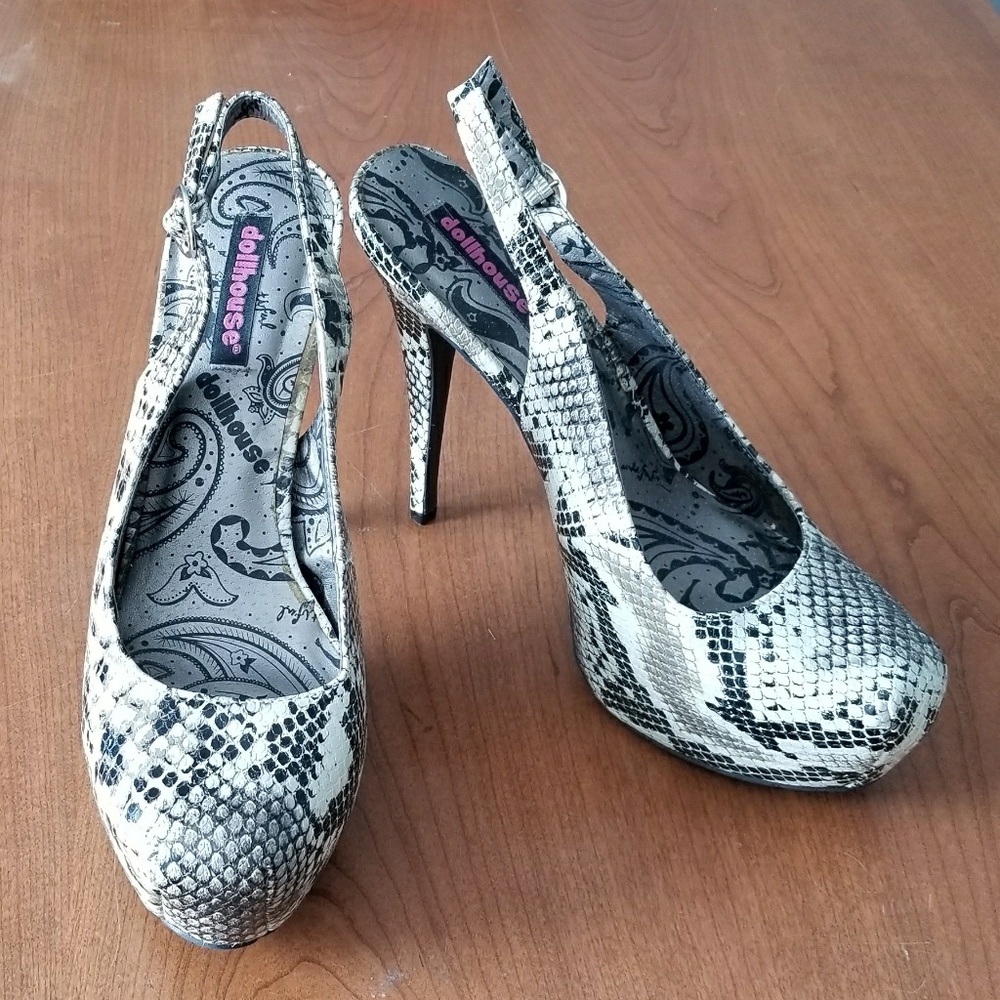 Dollhouse Python Snakeskin Platform High Heels