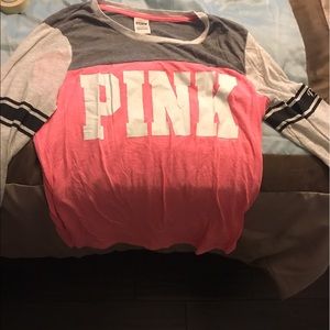 Large Pink Victoria's Secret 3/4 sleeve shirt