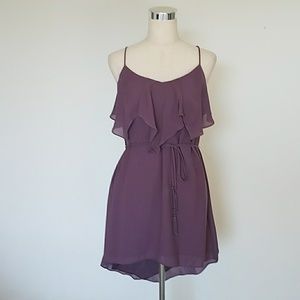 Draped Woven Dress with Tie Belt
