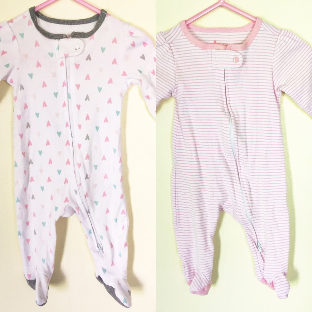 Set of 2 Circo Sleepers Hearts and Stripes, Footie