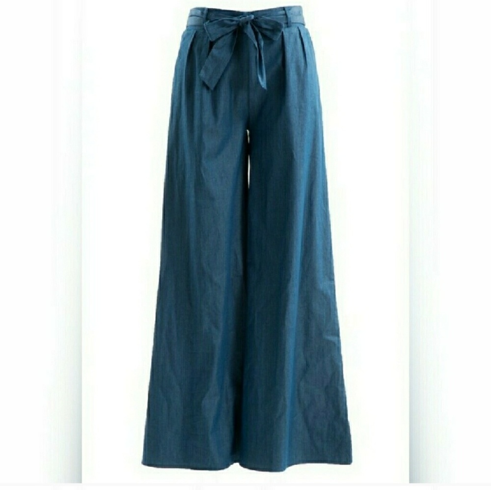 Denim wide leg pants