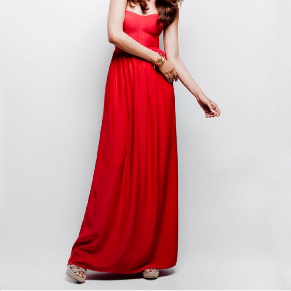 Parker Bayou Red Strapless Gown