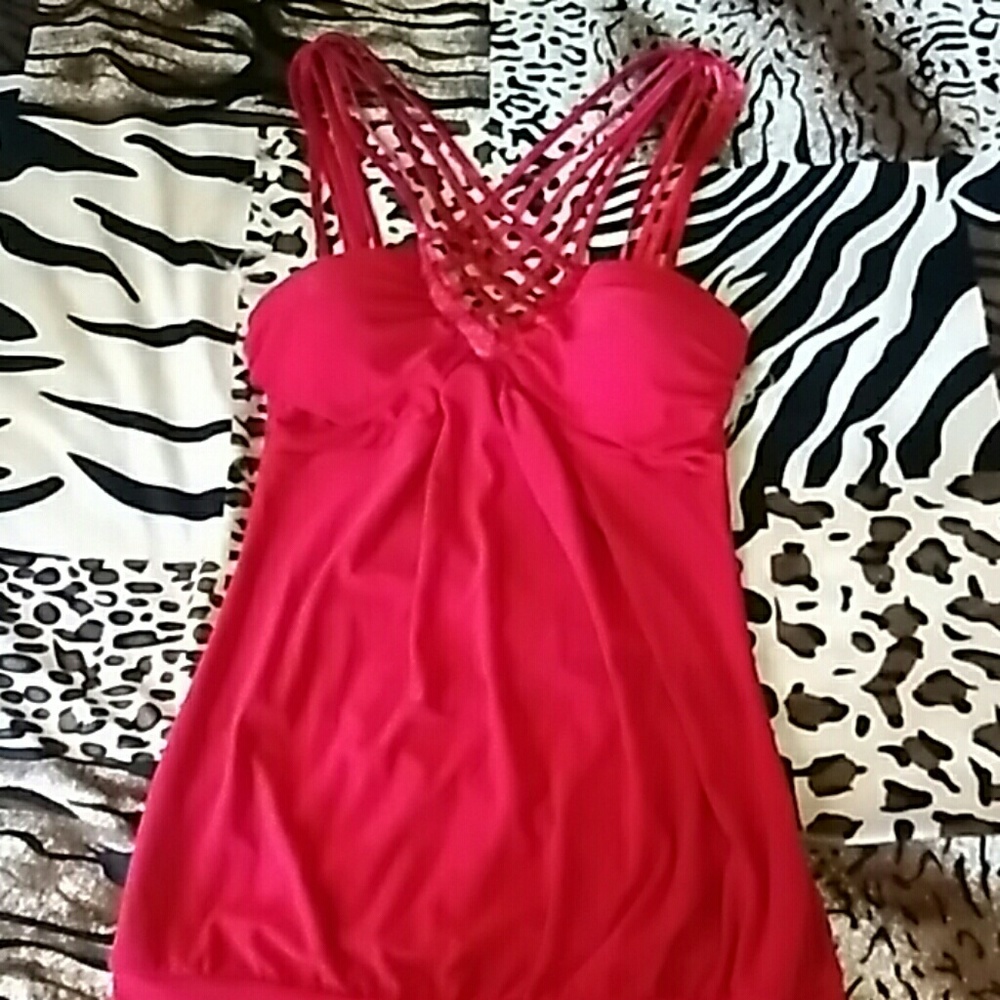 Red casual polyester top xs