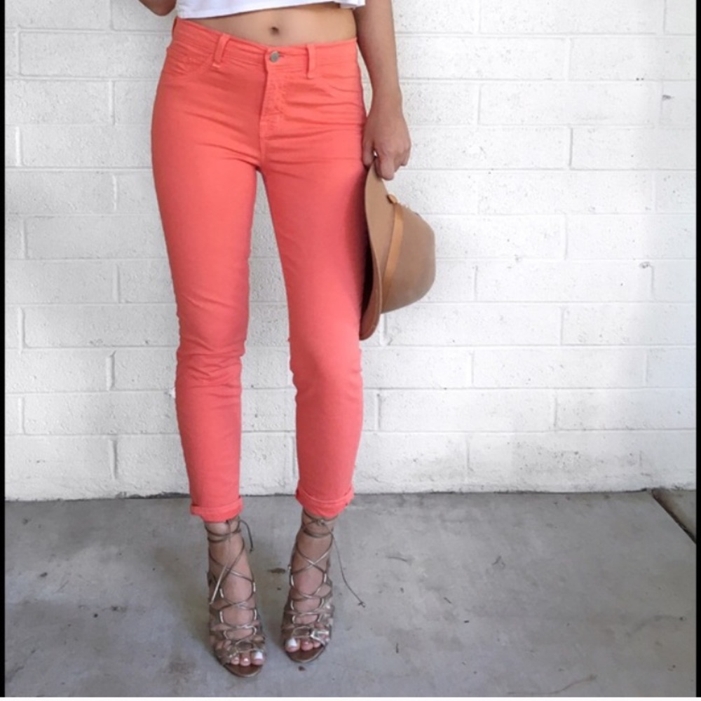 J brand cropped tangerine skinny jeans