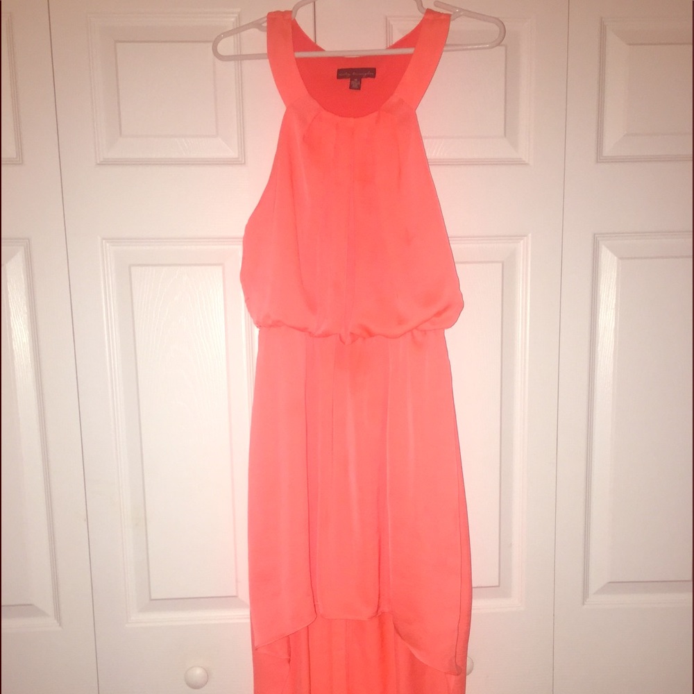 Melon high low dress